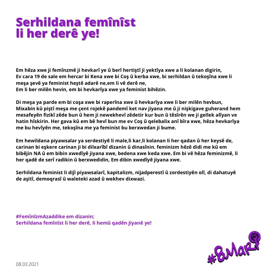 Feminist Gece Yuruyusu Basin Metni Gorsel Kurtce