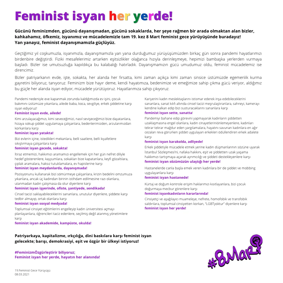 Feminist Gece Yuruyusu Basin Metni Gorsel Turkce