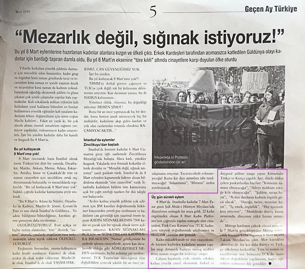 2004 | Nilgün Yurdalan Arşivi | Mezarlık Değil, Sığınak İstiyoruz!