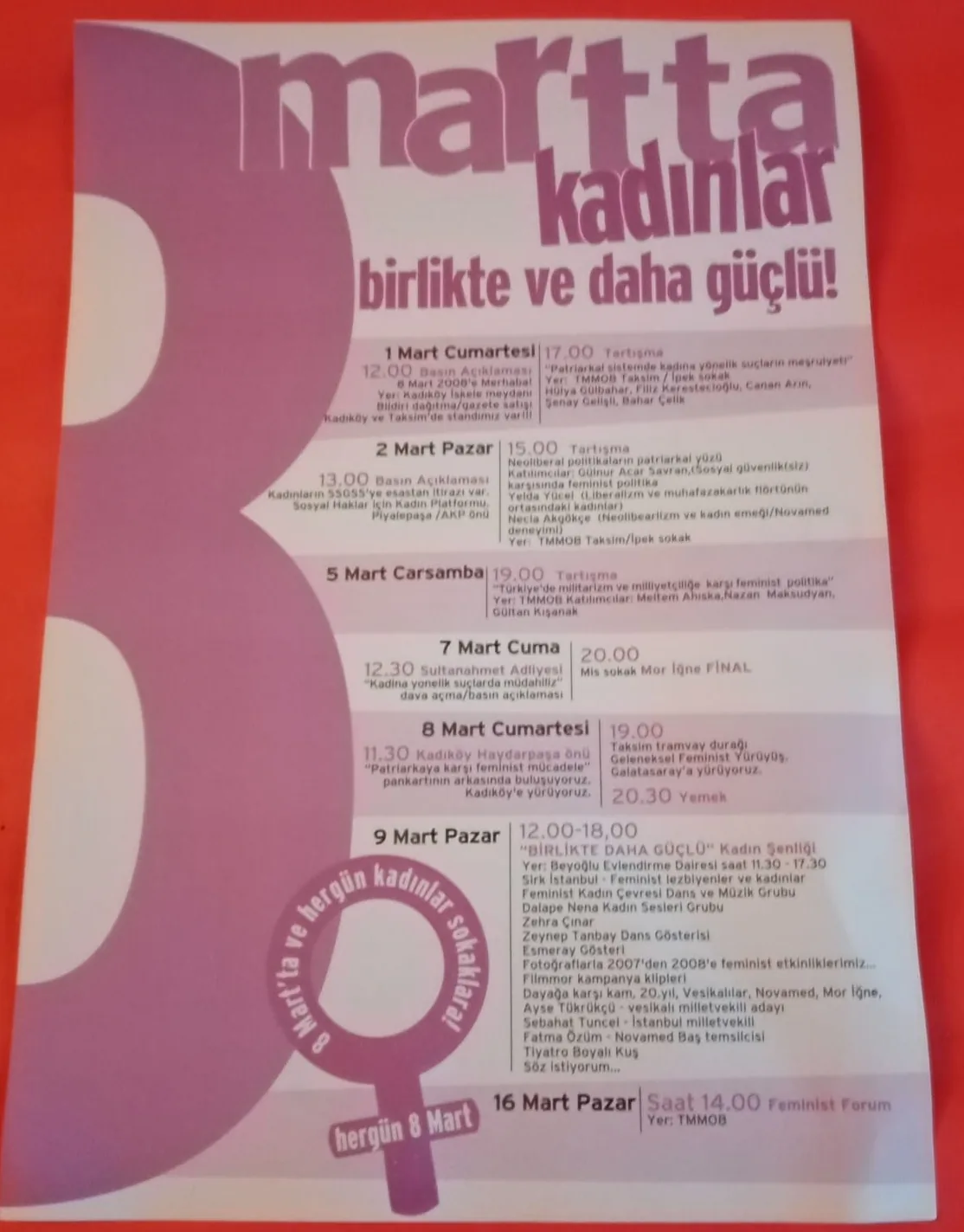 8 Mart Feminist Gece Yürüyüşü / 2008 / Takvim