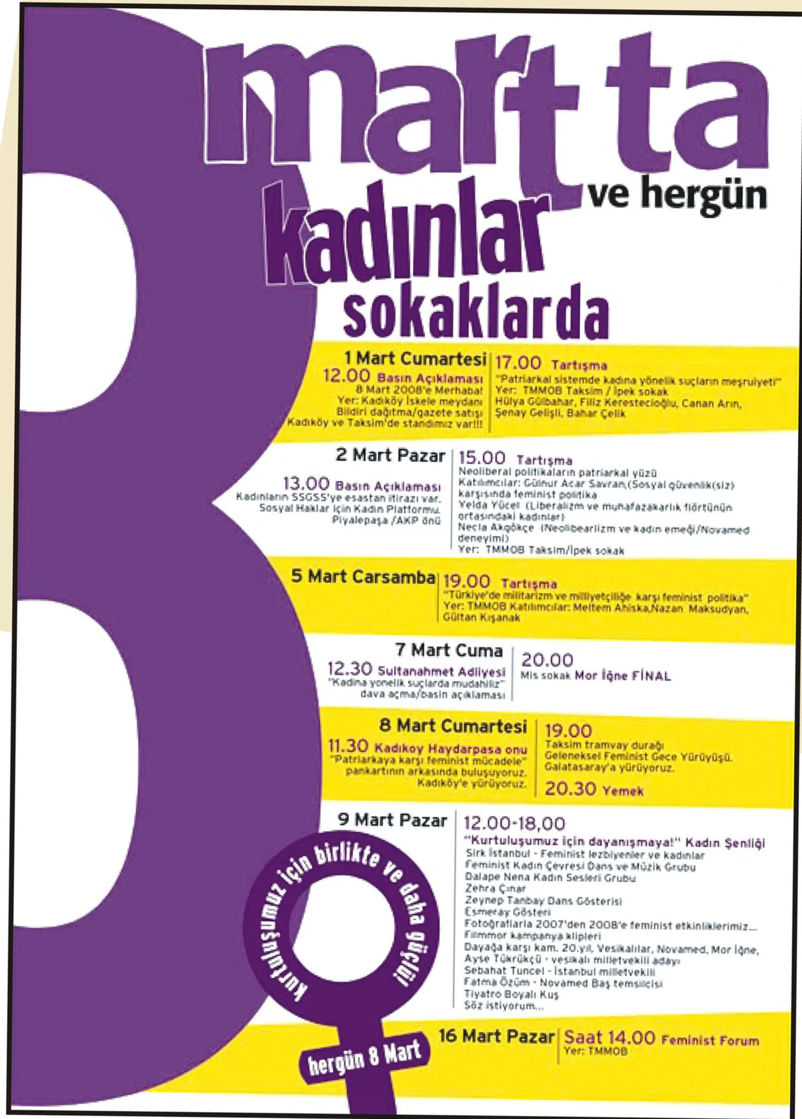 8 Mart Feminist Gece Yürüyüşü / 2008 / Takvim