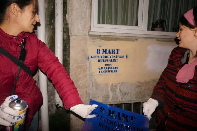 5 Mart 2014, Kadıköy / Eylem öncesi stencil / Yoğurtçu Kadın Forumu
