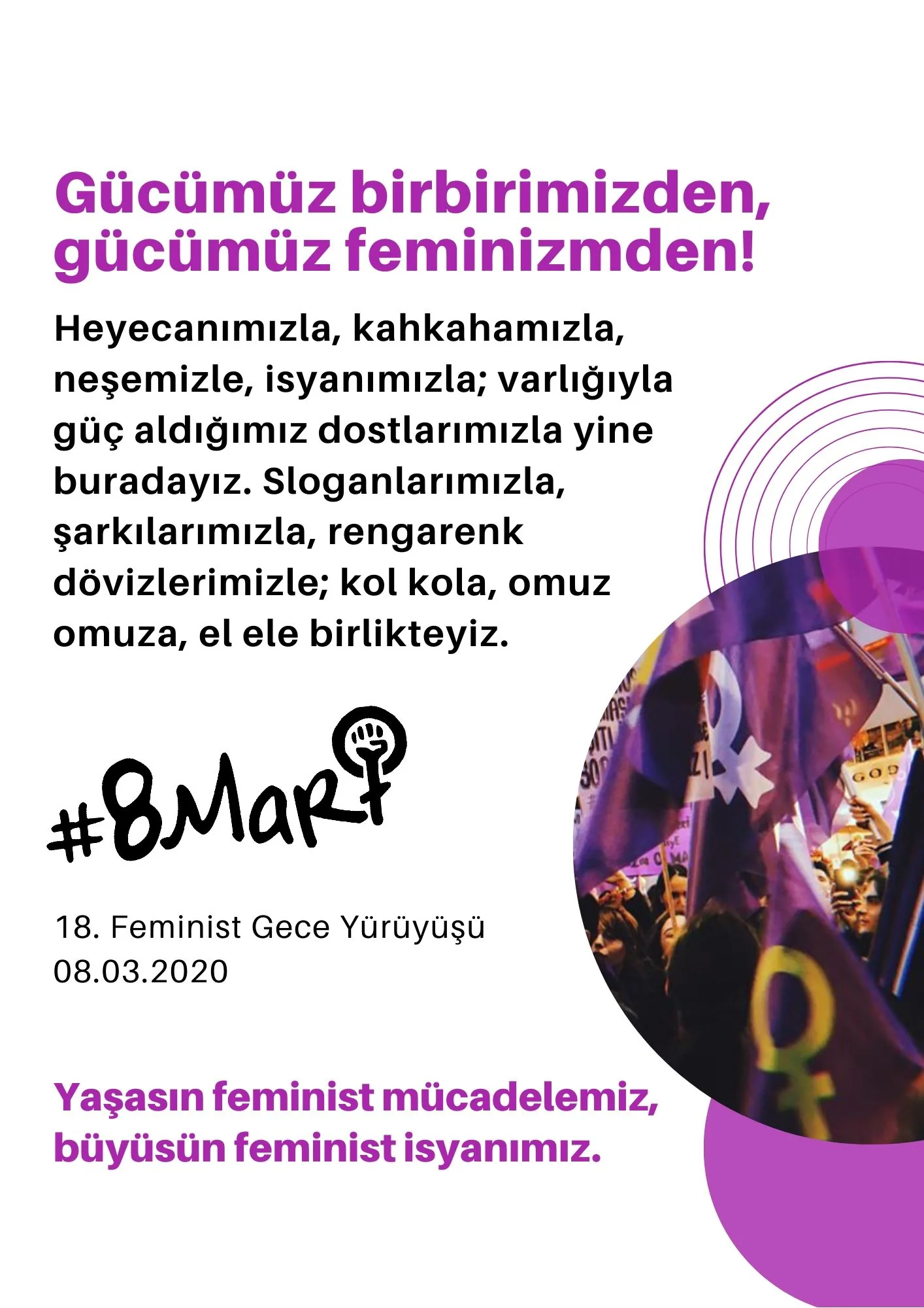 8 Mart Feminist Gece Yürüyüşü / 2020 / Basın metni görsel