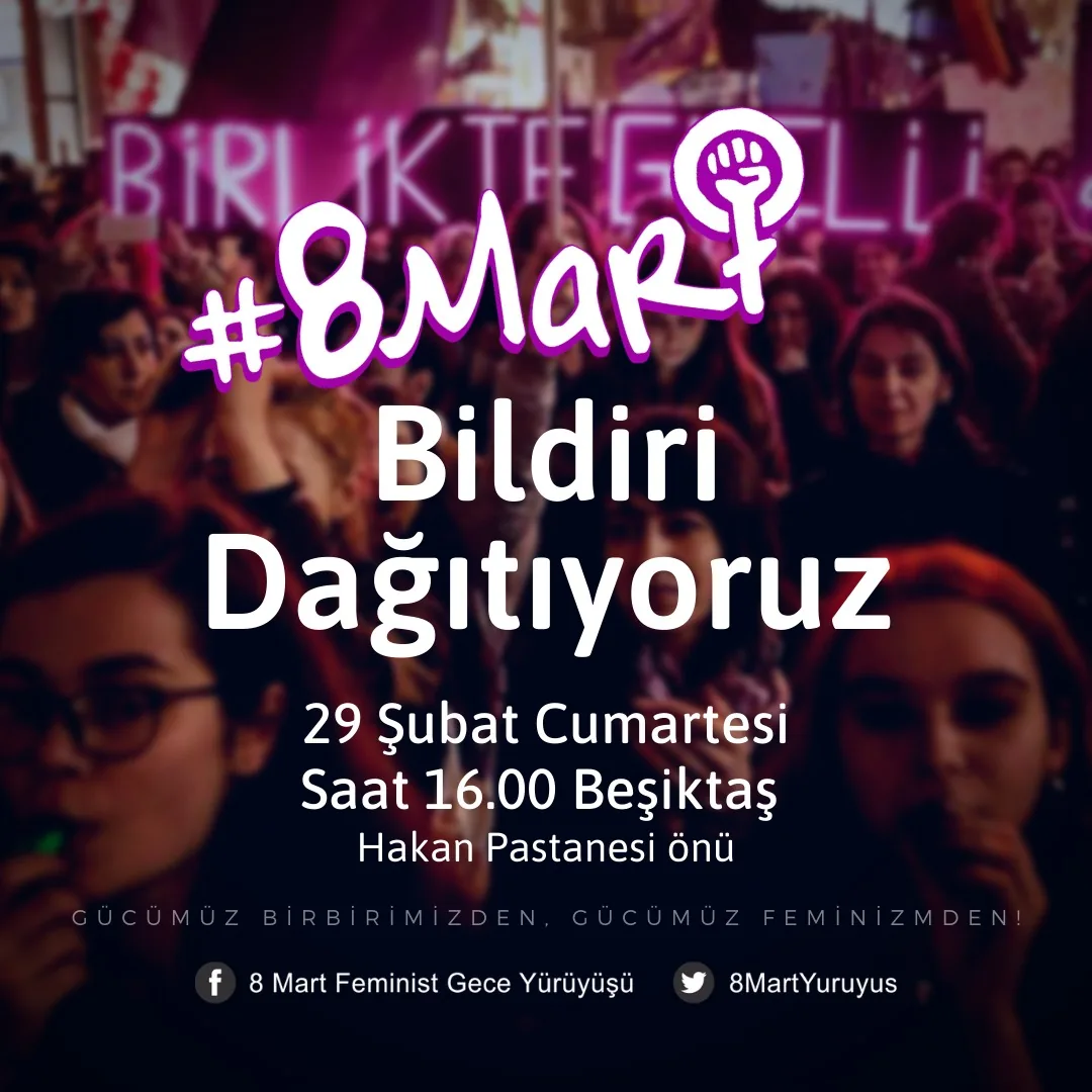 8 Mart Feminist Gece Yürüyüşü / 2020 / Bildiri çağrı görseli