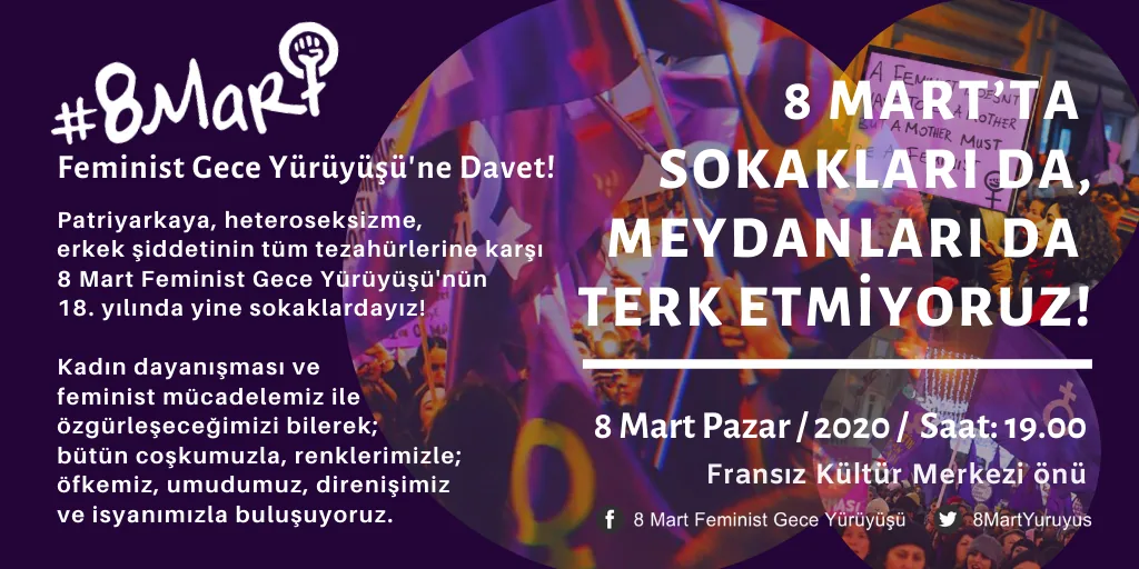 8 Mart Feminist Gece Yürüyüşü / 2020 / Çağrı görsel