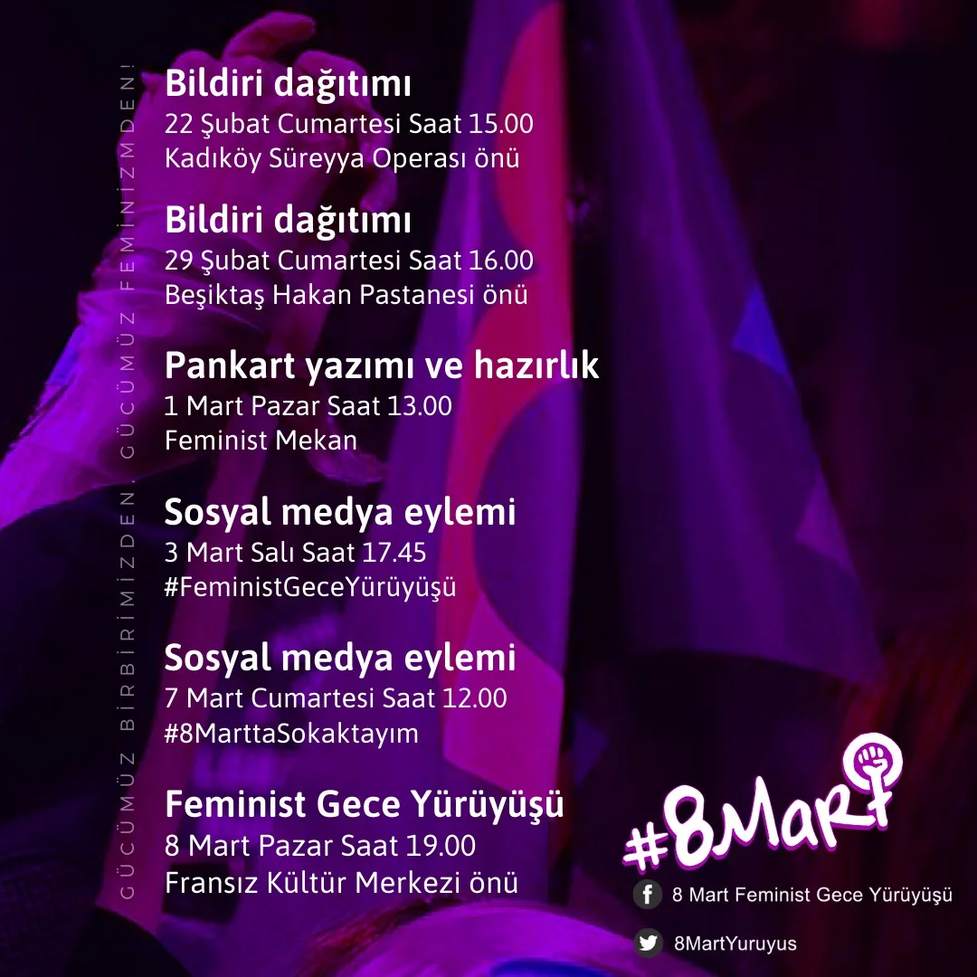 8 Mart Feminist Gece Yürüyüşü / 2020 / Takvim görsel