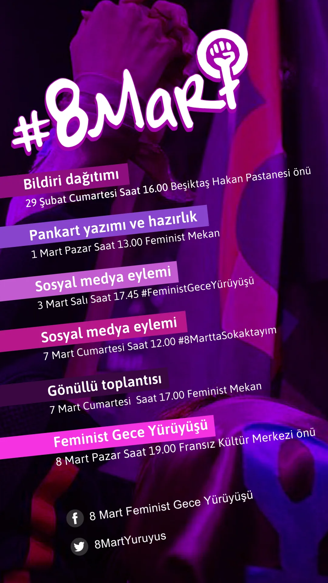 8 Mart Feminist Gece Yürüyüşü / 2020 / Takvim görsel