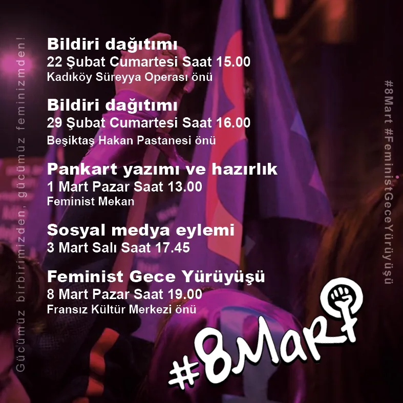 8 Mart Feminist Gece Yürüyüşü / 2020 / Takvim görsel